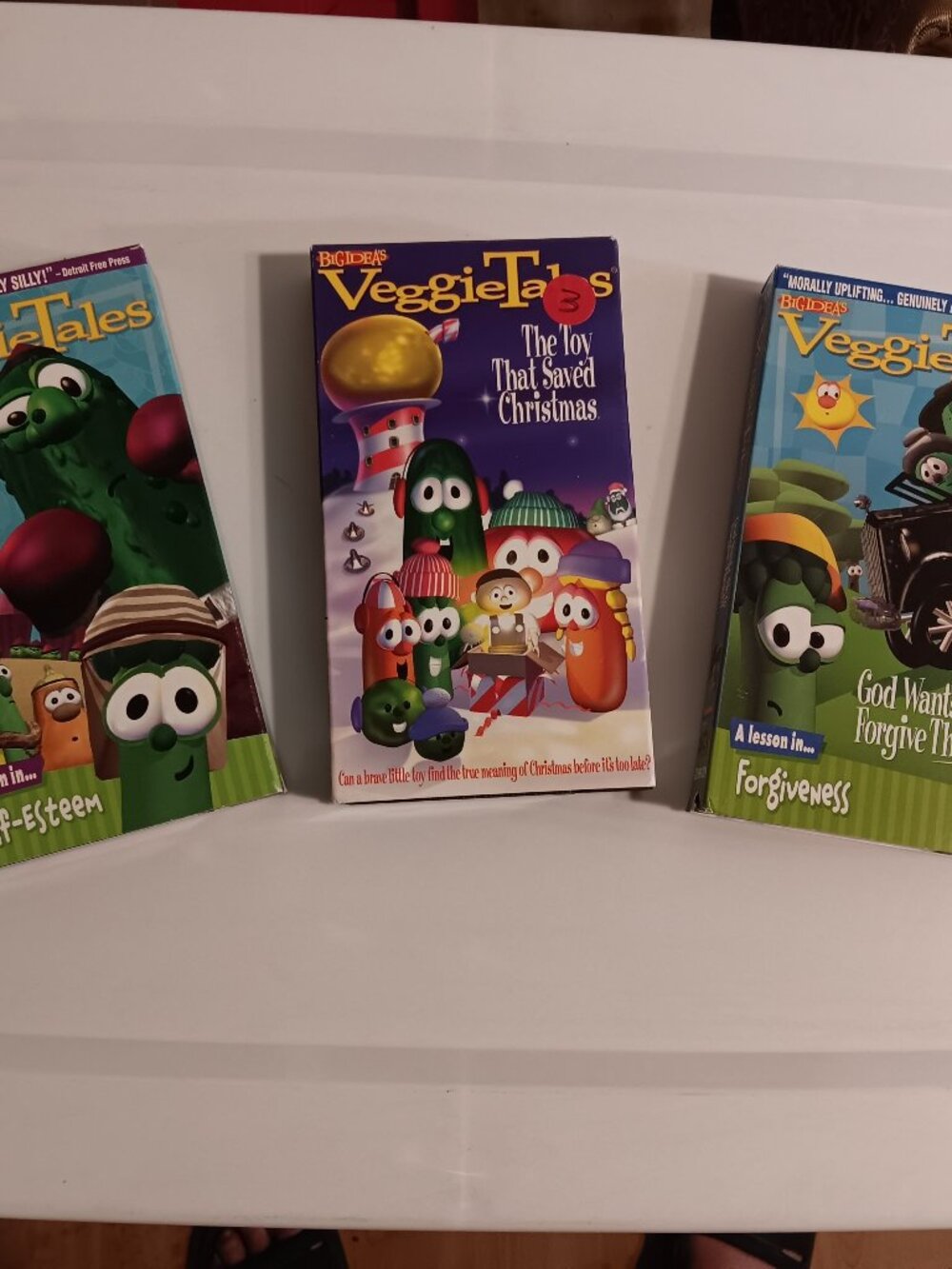VEGGIETALES VHS Lot of 3 Dave Giant Pickle Toy Christmas Forgive BIG IDEA Kids